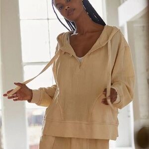 Urban Outfitters UO Out From Under Sahara Gauze Hoodie Sweatshirt Cream